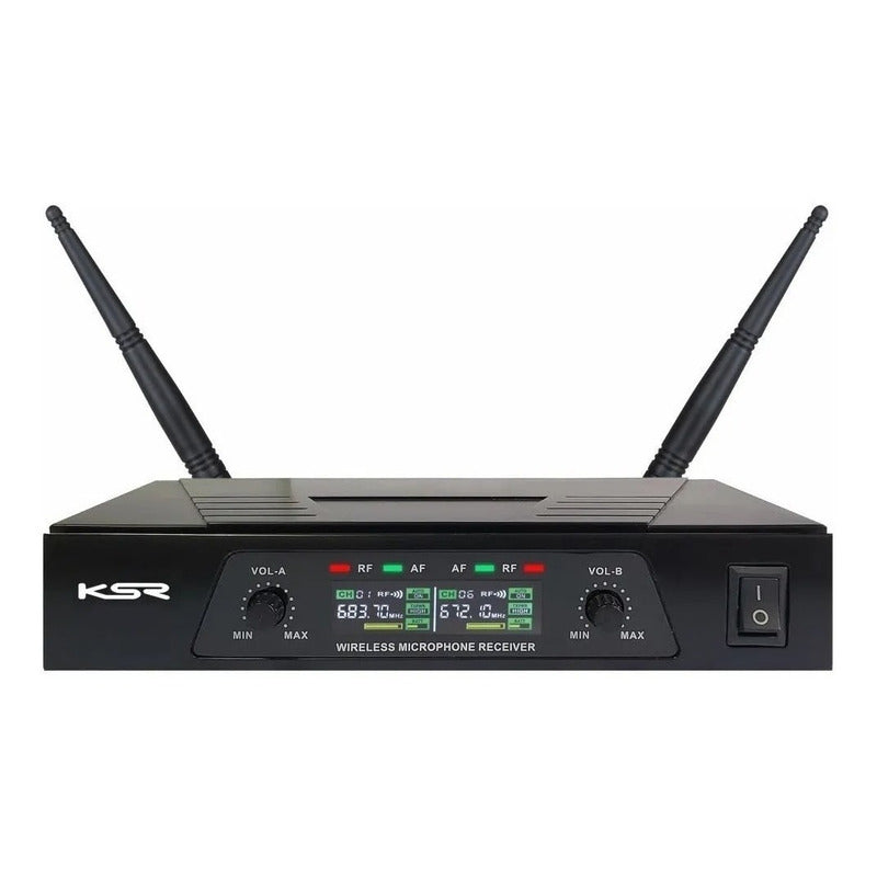 Microfone Duplo Sem Fio Headset + Transmissor Isnt Ksr Uhf Preto