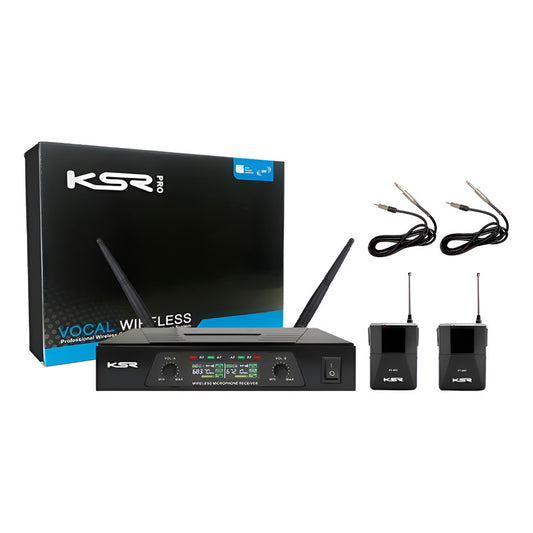 Microfone Ksr Transmissor Duplo Instrumento Musical Uhf Preto