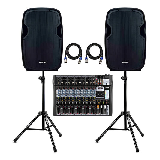 Kit Som Igreja Bar Caixa Ativa 15 Ksr K815 + Mesa 12 + Tripe Preto