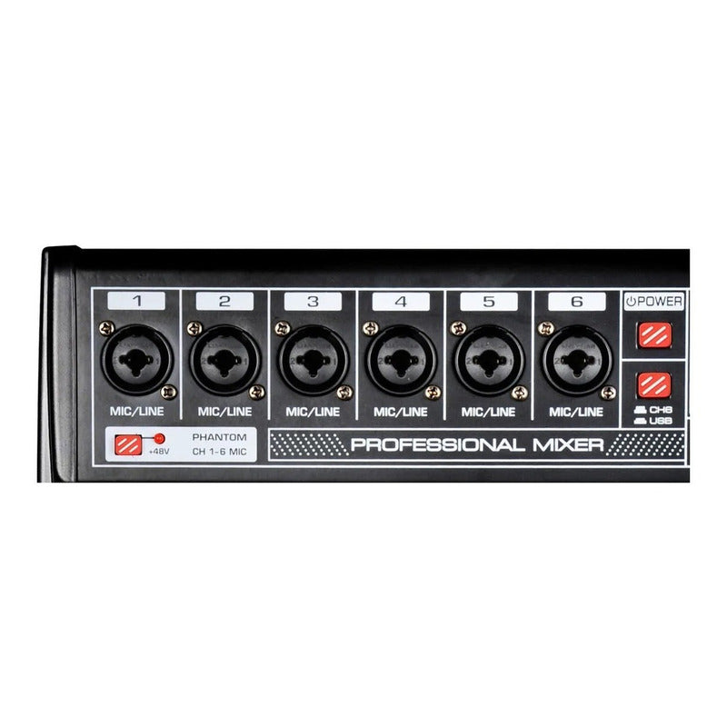 Mesa De Som Ksr K-06m 6 Canais Bluetooth Usb Phantom Mp3 Fx Delay 127/220v