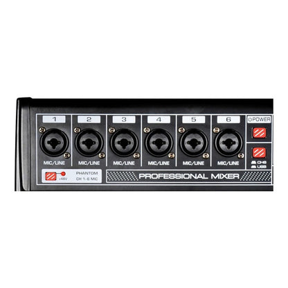 Mesa De Som Ksr K-06m 6 Canais Bluetooth Usb Phantom Mp3 Fx Delay 127/220v