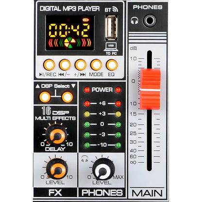Mesa De Som Ksr K-06m 6 Canais Bluetooth Usb Phantom Mp3 Fx Delay 127/220v
