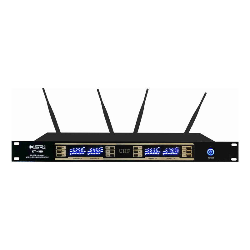 Microfone Gooseneck Sem Fio Quadruplo Ksr Multi Canais Kt4c Preto