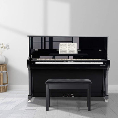Banco Banqueta Piano P/ 2 Pessoas Madeira Couro Sonata B111 Preto