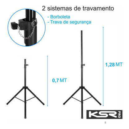 Caixa Som 15 Ativa + Passiva 1500w Ksr Pro Kr1500 Par Tripe Preto 127/220v