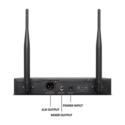 Microfone Sem Fio Quadruplo Ksr Pro Br6080 200 Canais Uhf Preto
