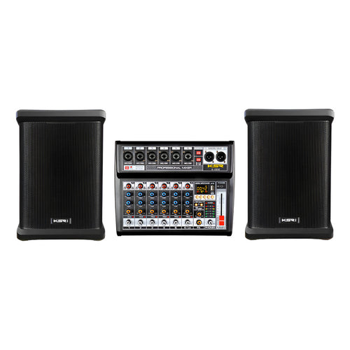 Kit Barzinho 2 Caixas Ksr K1 Compact + Mesa De Som 6 Canais Preto Bivolt