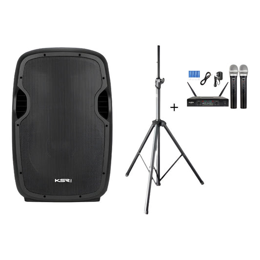 Caixa Ativa Ksr 15 Pol K815 Usb Bluetooth Tripe + Mic S/fio Preto 127/220v