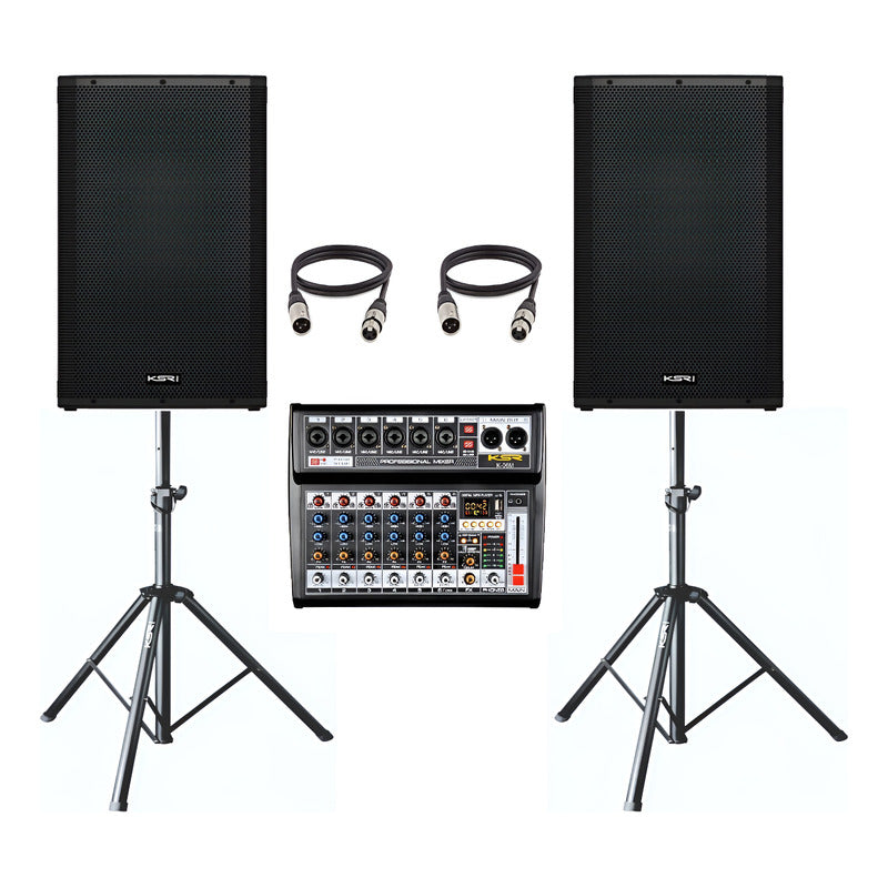 Kit Som Caixa Ativa 15 Ksr K1 + Mesa 06 + Tripe + Cabo 5m Preto 127/220v