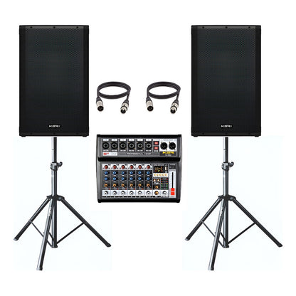 Kit Som Caixa Ativa 15 Ksr K1 + Mesa 06 + Tripe + Cabo 5m Preto 127/220v