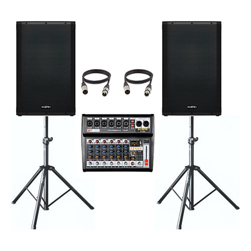 Kit Som Caixa Ativa 15 Ksr K1 + Mesa 06 + Tripe + Cabo 5m Preto 127/220v
