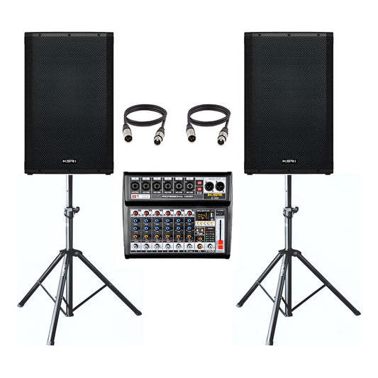 Kit Som Caixa Ativa 15 Ksr K1 + Mesa 06 + Tripe + Cabo 5m Preto 127/220v