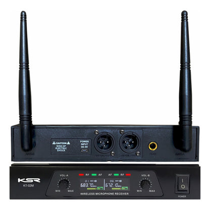 Microfone Duplo Sem Fio Recarregavel Mao + Mao Uhf Ksr Kt2m Preto