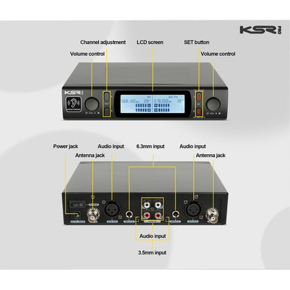 Sistema Monitor Duplo Ponto Sem Fio In Ear Ksr Pro Psm400  Preto