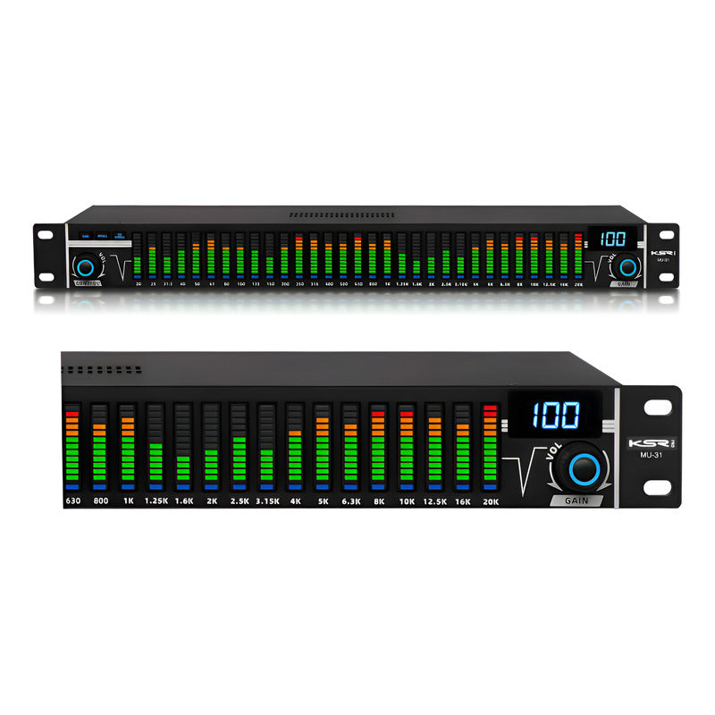 Equalizador Digital Dsp Analizador Espectro Ksr Mu31 Compact Preto - 110v