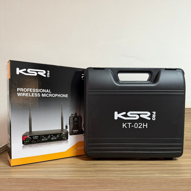 Microfone Sem Fio Headset Duplo Profissional Ksr Pro Uhf Preto KT2H