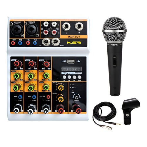 Kit Mesa De Som 4 Canais Ktl4 Ksr Interface 1 Microfone Ks58 127/220v