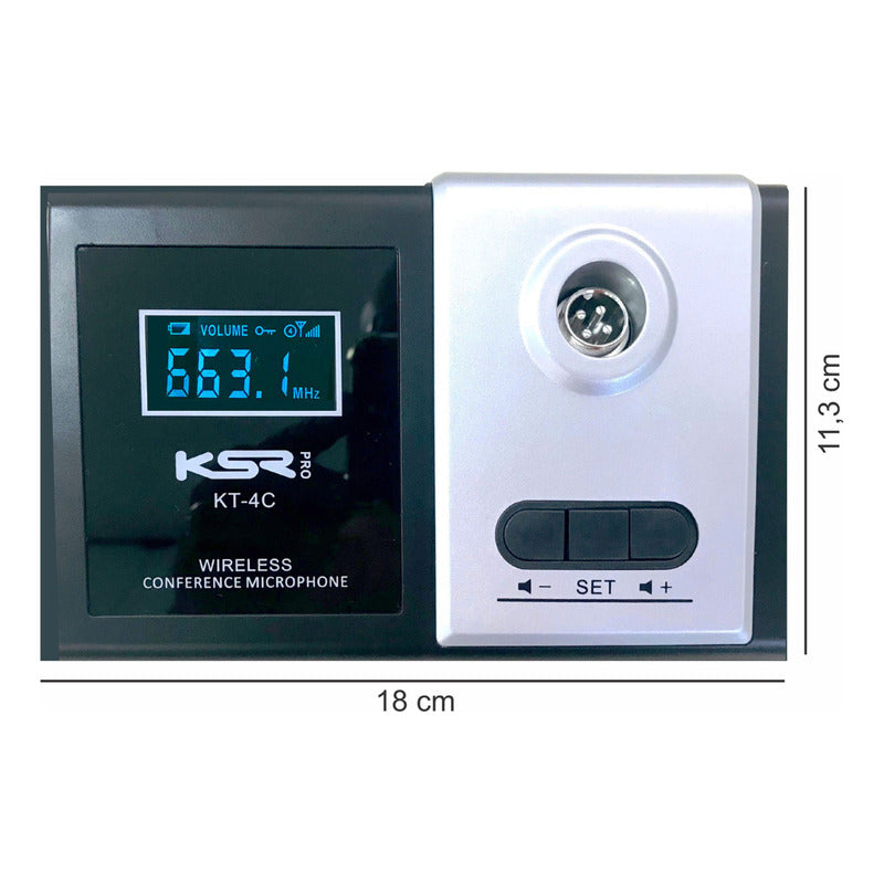 Microfone Gooseneck Sem Fio Quadruplo Ksr Multi Canais Kt4c Preto
