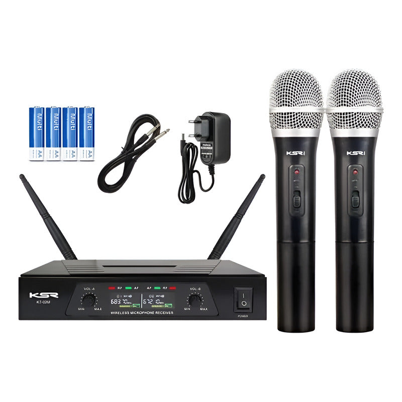 Mesa Som 8 Canais Interface Ksr + Microfone Duplo Ksr S/fio Bivolt