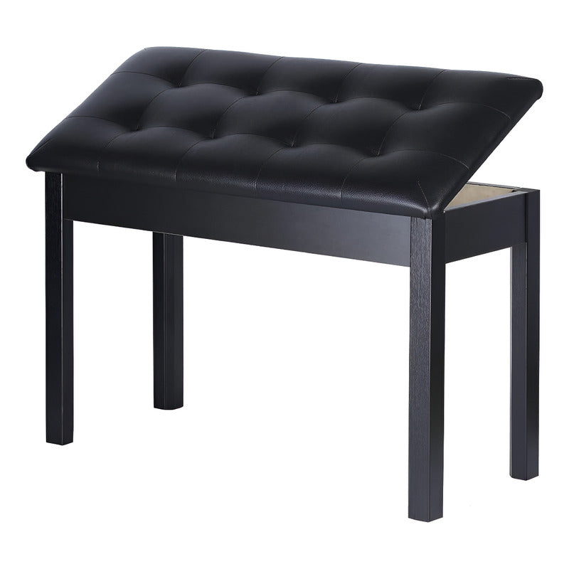 Banco Banqueta Piano P/ 2 Pessoas Madeira Couro Sonata B111 Preto