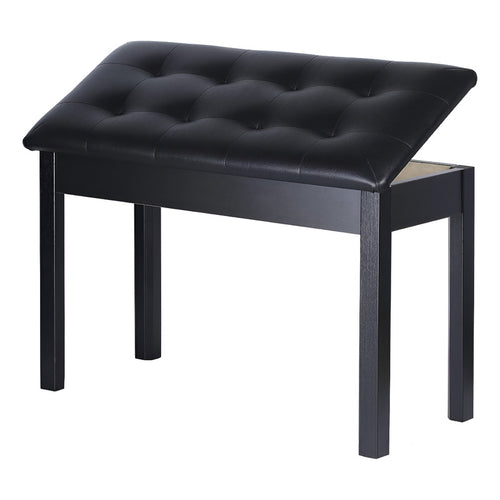 Banco Banqueta Piano P/ 2 Pessoas Madeira Couro Sonata B111 Preto