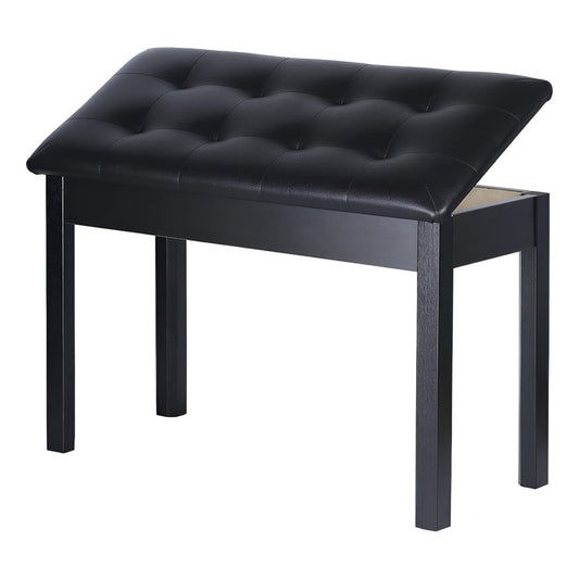 Banco Banqueta Piano P/ 2 Pessoas Madeira Couro Sonata B111 Preto