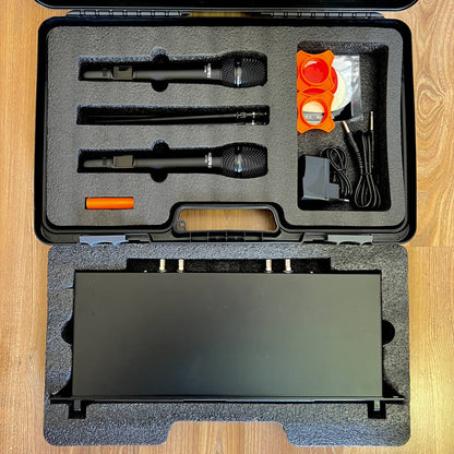 Microfone Sem Fio Duplo Profissional Ksr Recarregável Modelo Kt7m Preto