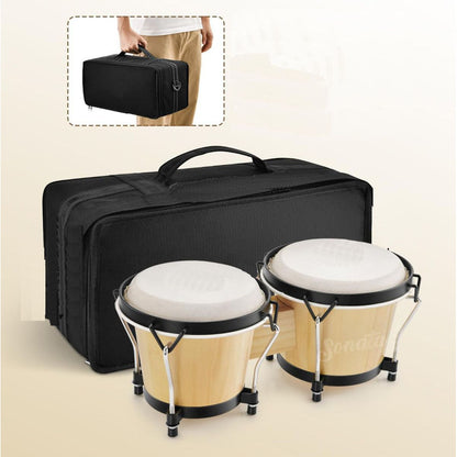 Bongo Percussão Profissional 6 E 7 Pele Animal E Bag Sonata