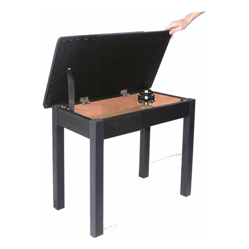 Banco Para Piano Banqueta Teclado Sonata Madeira Couro Ba100 Preto