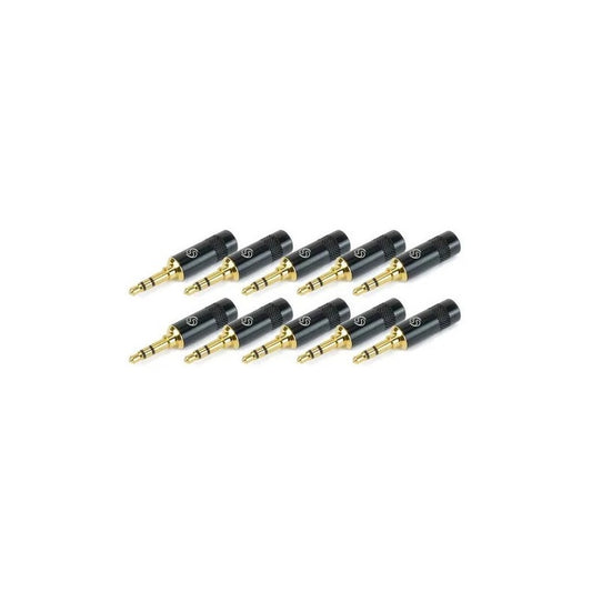 Plug P2 Stereo Santo Angelo Ouro Conector Áudio Preto Kit 10