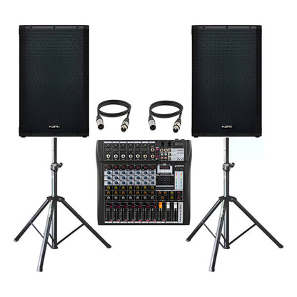 Kit Som Caixa Ativa 15 Ksr K1 + Mesa 8 + Tripe + Cabo 5m Preto