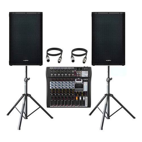 Kit Som Caixa Ativa 15 Ksr K1 + Mesa 8 + Tripe + Cabo 5m Preto