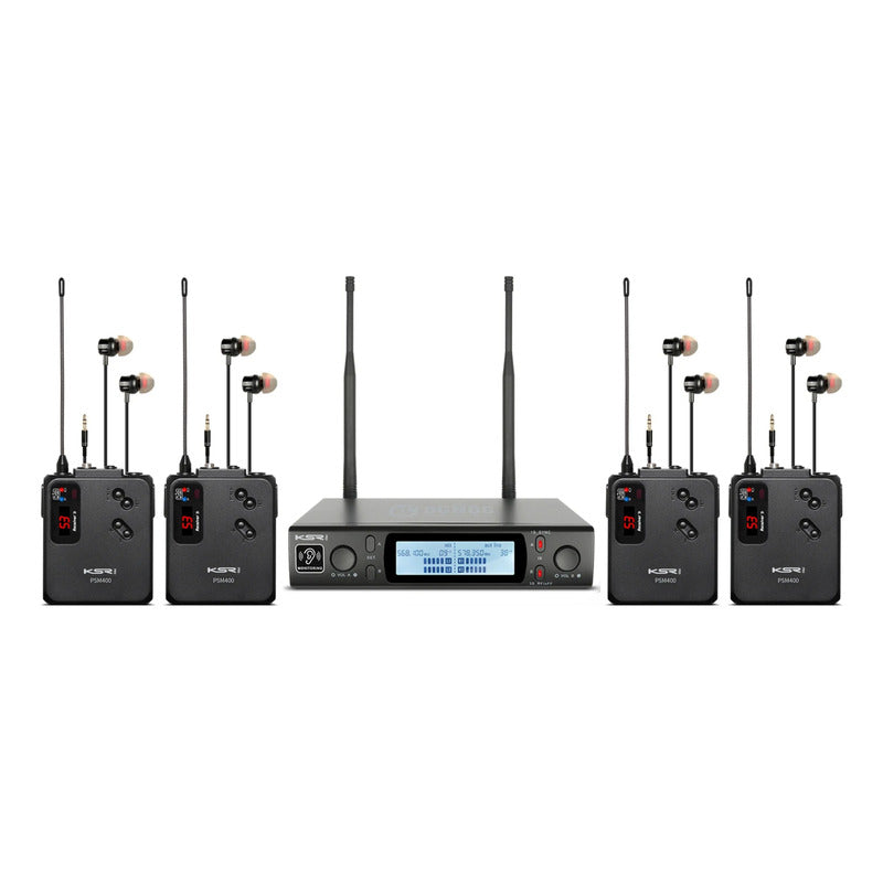 Monitor De Palco Quadruplo Ponto Sem Fio In Ear Ksr Psm400-4 Preto