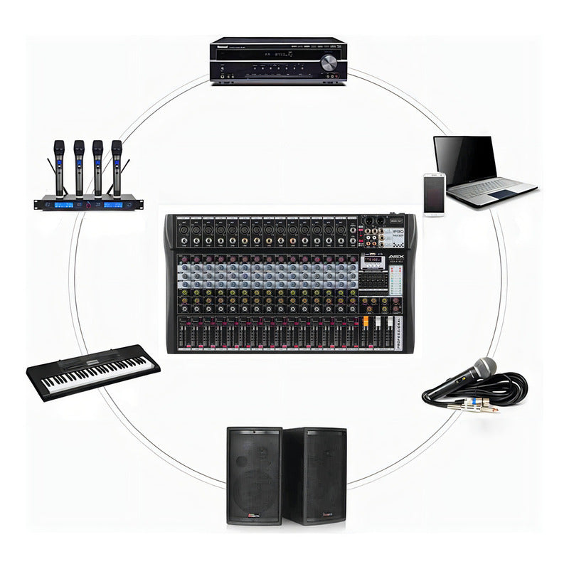 Mesa De Som 12 Canais Asx Com Equalizador Efeito Interface