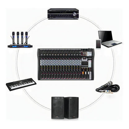 Mesa De Som 12 Canais Asx Com Equalizador Efeito Interface