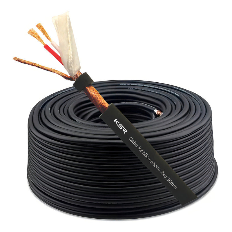 Cabo Microfone Balanceado Estereo Dmx Rolo 100 Metro Ksr S30