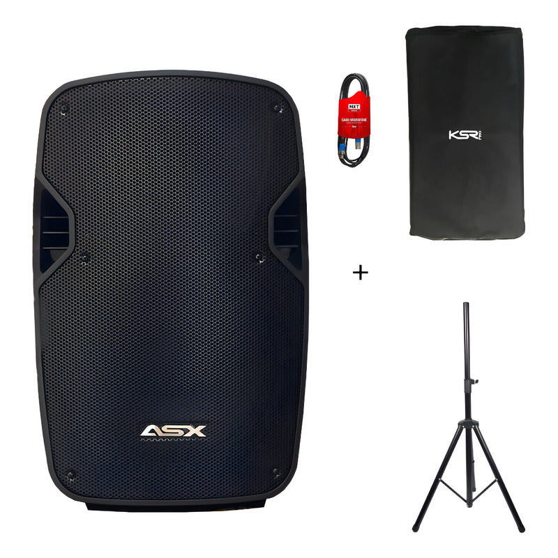 Caixa Ativa 15 Profissional 500w Asx S1500 + Tripe Bag Cabo Preto