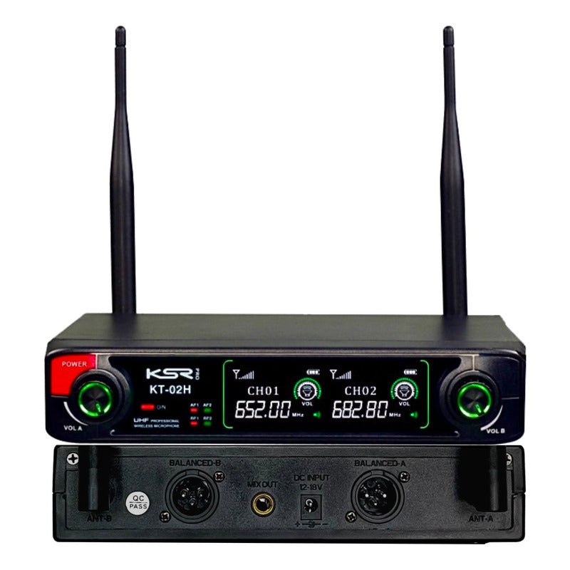 Microfone Sem Fio Duplo Recarregavel Head Head Ksr Uhf  Preto