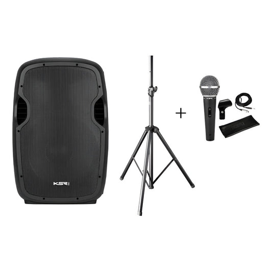 Caixa De Som Profissional Ksr 15 Pol K815 + Tripe Microfone Preto 127/220v