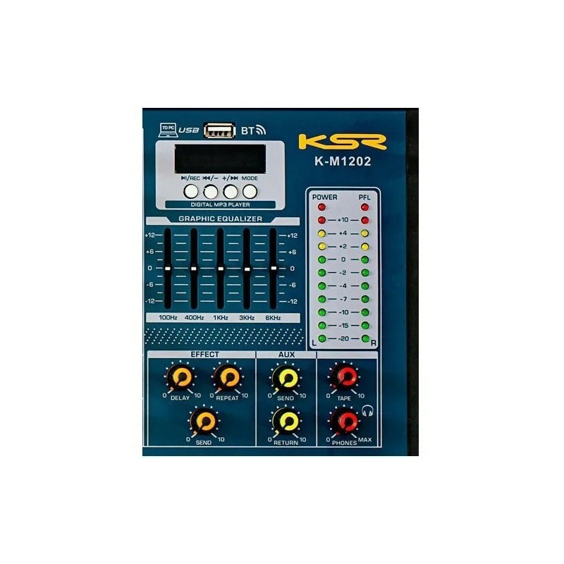 Mesa De Som 12 Canal Interface Ksr K12m Bluetooth Mp3 Phanto Bivolt