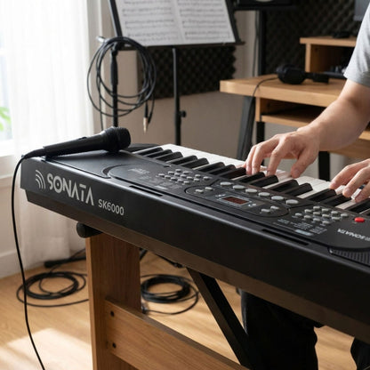 Teclado Musical Estudante Iniciante 61 Teclas Sonata Sk6000 127/220v Preto