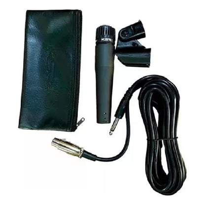 Microfone Instrumento Ksr Km57 Cabo Cachimbo E Bag Sm57 Preto