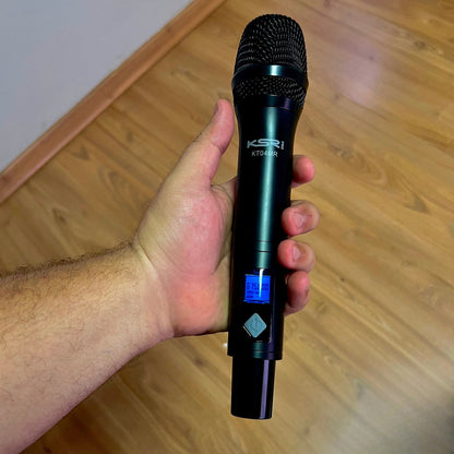 Microfone Sem Fio Quadruplo Prof. Recarregável Ksr Kt4mr Preto