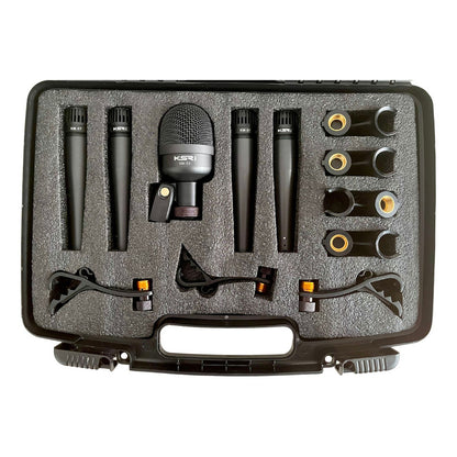 Kit De 5 Microfone Para Bateria Percussão Ksr Pro Km5x Bumbo Preto