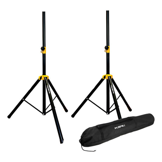 Kit 2 Tripe Caixa Som Ksr Full Metal Suporte 5 Reg Cs1 + Bag Preto / Detalhe Amarelo