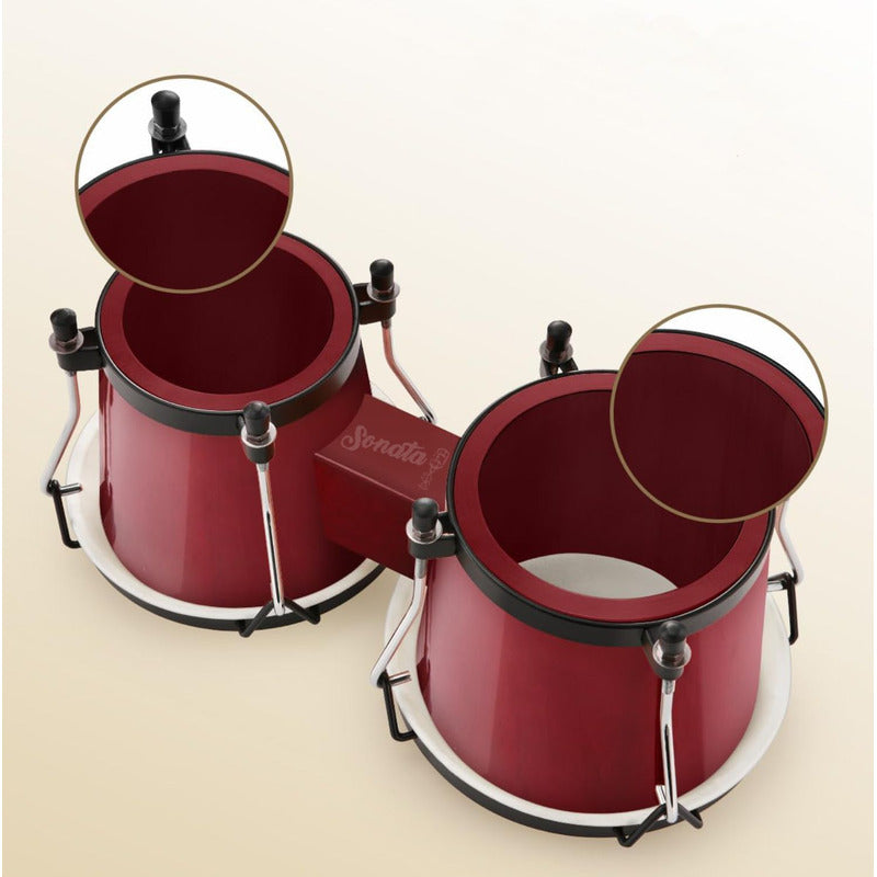 Bongo Percussão Profissional 6 E 7 Pele Animal E Bag Sonata