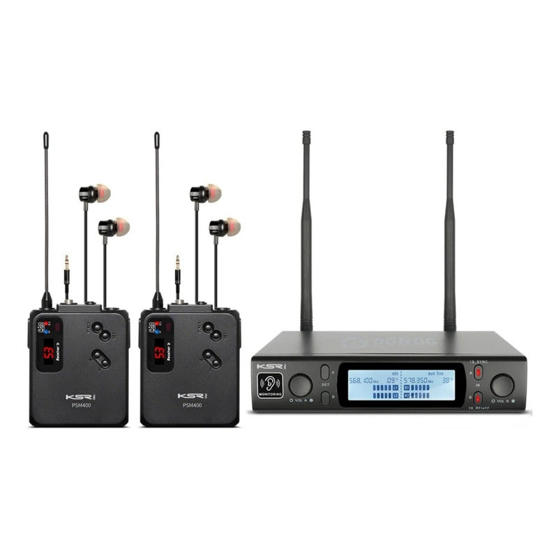 Sistema Monitor Duplo Ponto Sem Fio In Ear Ksr Pro Psm400  Preto