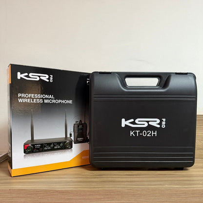 Microfone Sem Fio Duplo Recarregavel Head Head Ksr Uhf  Preto