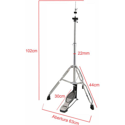 Maquina Chimbal Estante Hi Hat Pratos Bateria Sonata H22h Prateado
