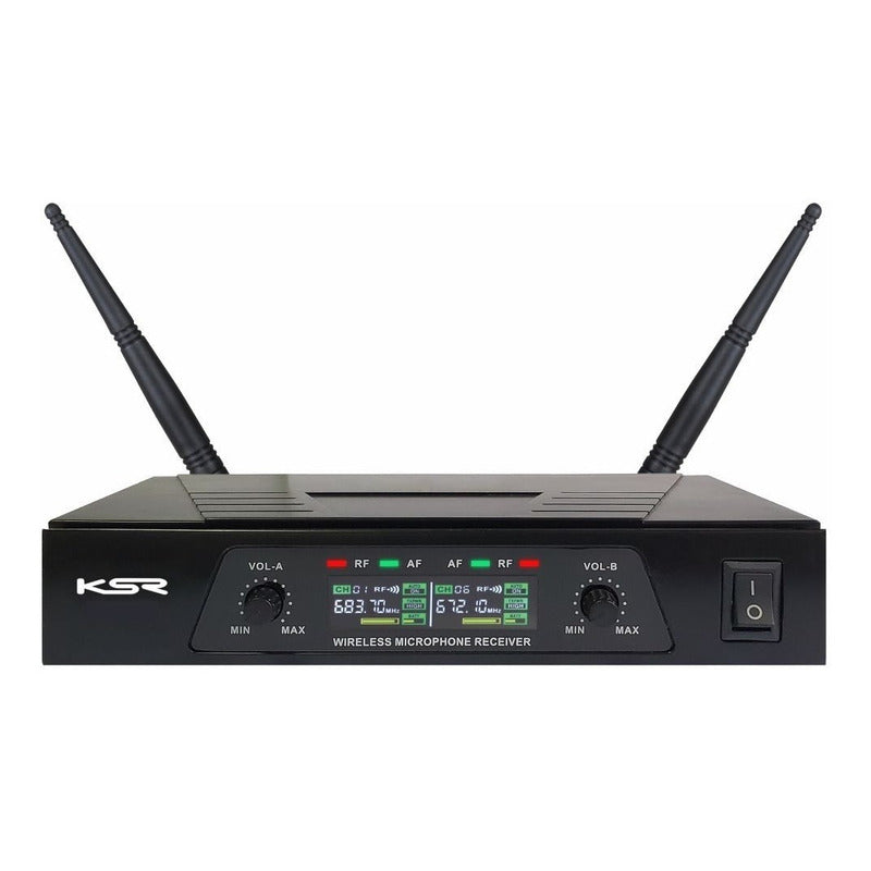 Microfone Sem Fio Ksr Uhf Duplo Mão + Headset Preto